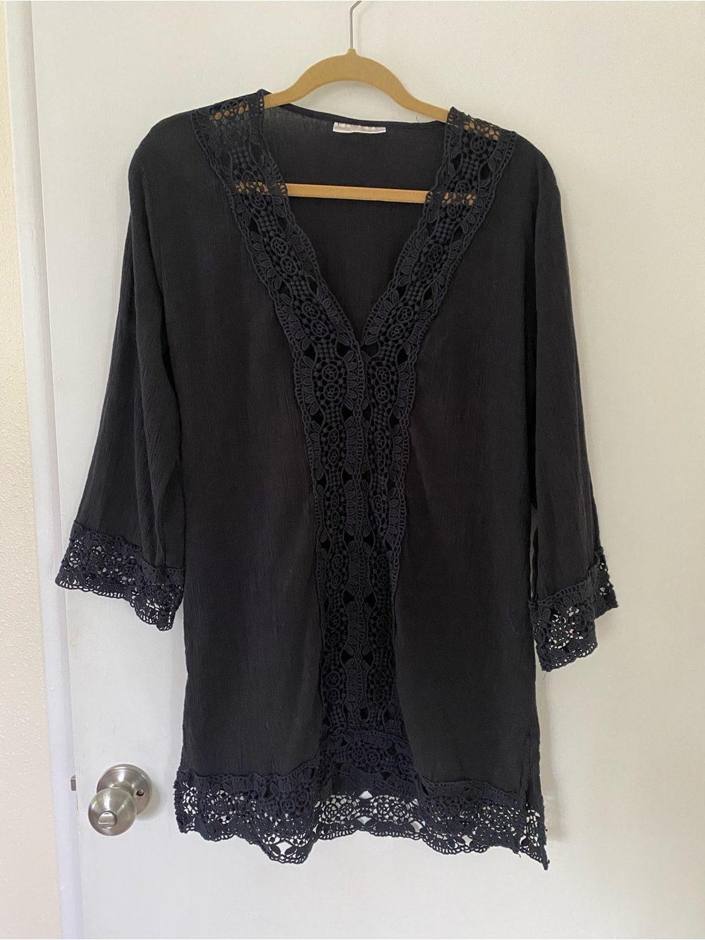 La Blanca Black Crochet Swim Coverup